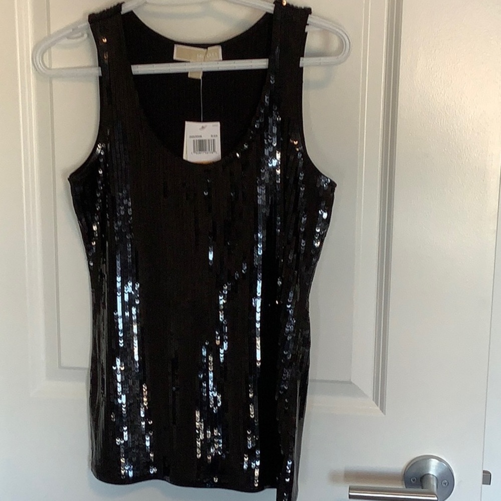 MICHAEL Michael Kors black sequinned tank top, size small
